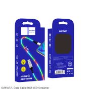 Кабель USB - MicroUSB VDenmenv D25V, 2.4A, 1м, светящийся зелёный