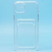 Чехол iPh 14 Plus силикон с картхолдером и защитой камеры прозрачный