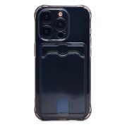 Чехол iPh 15 Pro силикон с картхолдером и защитой камеры чёрный