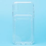 Чехол iPh X/XS силикон с картхолдером и защитой камеры прозрачный