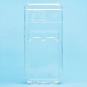 Чехол Google Pixel 8 силикон с картхолдером и защитой камеры прозрачный