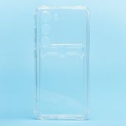 Чехол Samsung S23 силикон с картхолдером и защитой камеры прозрачный