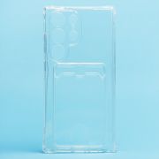 Чехол Samsung S24 Ultra силикон с картхолдером и защитой камеры прозрачный