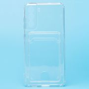Чехол Samsung S21FE силикон с картхолдером и защитой камеры прозрачный