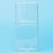 Чехол Samsung S21 Ultra силикон с картхолдером и защитой камеры прозрачный