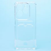 Чехол Infinix Hot 40 силикон с картхолдером и защитой камеры мерцающий прозрачный