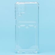 Чехол Samsung A12/A125 силикон с картхолдером и защитой камеры мерцающий прозрачный