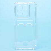 Чехол Xiaomi 14 Pro силикон с картхолдером и защитой камеры мерцающий прозрачный