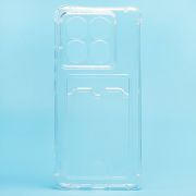 Чехол Xiaomi 14T Pro силикон с картхолдером и защитой камеры мерцающий прозрачный