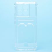 Чехол Xiaomi Poco X6 Pro 5G силикон с картхолдером и защитой камеры мерцающий прозрачный