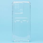 Чехол Xiaomi Redmi 10C силикон с картхолдером и защитой камеры мерцающий прозрачный