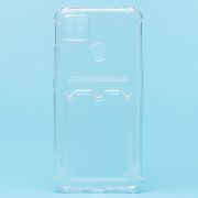 Чехол Xiaomi Redmi 9C силикон с картхолдером и защитой камеры мерцающий прозрачный