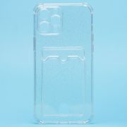 Чехол iPh 12 Pro Max силикон с картхолдером и защитой камеры мерцающий белый