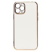 Чехол iPh 11 Pro силикон с защитой камеры и блестящей окантовкой белый