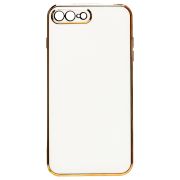 Чехол iPh 7 Plus/8 Plus силикон с защитой камеры и блестящей окантовкой белый