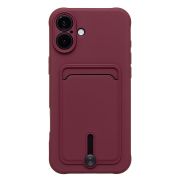 Чехол iPh 16 Plus силикон матовый с картхолдером и защитой камеры бордо