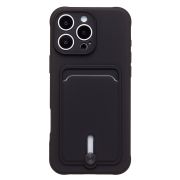 Чехол iPh 16 Pro Max силикон матовый с картхолдером и защитой камеры чёрный
