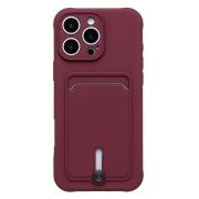 Чехол iPh 16 Pro Max силикон матовый с картхолдером и защитой камеры бордо