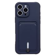Чехол iPh 16 Pro Max силикон матовый с картхолдером и защитой камеры синий