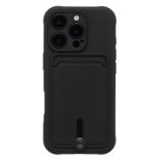 Чехол iPh 16 Pro силикон матовый с картхолдером и защитой камеры чёрный