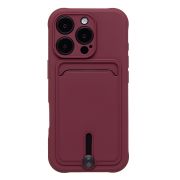 Чехол iPh 16 Pro силикон матовый с картхолдером и защитой камеры бордо
