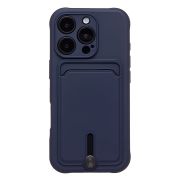 Чехол iPh 16 Pro силикон матовый с картхолдером и защитой камеры синий