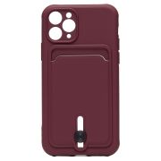 Чехол iPh 11 Pro силикон матовый с картхолдером и защитой камеры бордо