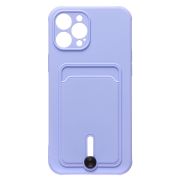 Чехол iPh 12 Pro Max силикон матовый с картхолдером и защитой камеры фиолетовый