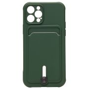 Чехол iPh 12 Pro силикон матовый с картхолдером и защитой камеры зелёный