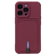 Чехол iPh 13 Pro силикон матовый с картхолдером и защитой камеры бордо