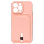 Чехол iPh 13 Pro силикон матовый с картхолдером и защитой камеры розовый