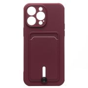 Чехол iPh 14 Pro Max силикон матовый с картхолдером и защитой камеры бордо
