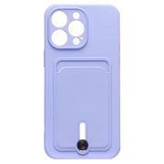 Чехол iPh 14 Pro Max силикон матовый с картхолдером и защитой камеры фиолетовый