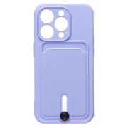 Чехол iPh 14 Pro силикон матовый с картхолдером и защитой камеры фиолетовый
