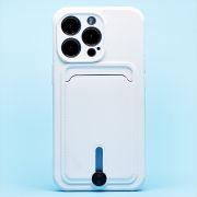 Чехол iPh 14 Pro силикон матовый с картхолдером и защитой камеры белый