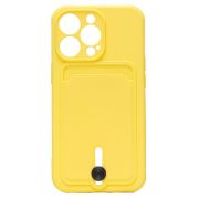 Чехол iPh 14 Pro силикон матовый с картхолдером и защитой камеры жёлтый