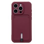 Чехол iPh 15 Pro силикон матовый с картхолдером и защитой камеры бордо
