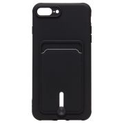 Чехол iPh 7 Plus/8 Plus силикон матовый с картхолдером и защитой камеры чёрный