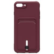 Чехол iPh 7 Plus/8 Plus силикон матовый с картхолдером и защитой камеры бордо