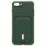 Чехол iPh 7 Plus/8 Plus силикон матовый с картхолдером и защитой камеры зелёный