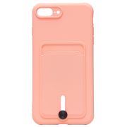 Чехол iPh 7 Plus/8 Plus силикон матовый с картхолдером и защитой камеры розовый