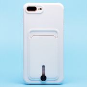 Чехол iPh 7 Plus/8 Plus силикон матовый с картхолдером и защитой камеры белый