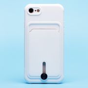 Чехол iPh 7/8/SE 2020 силикон матовый с картхолдером и защитой камеры белый