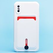 Чехол iPh X/XS силикон матовый с картхолдером и защитой камеры белый