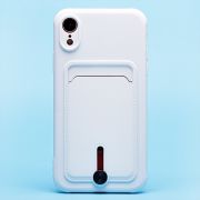 Чехол iPh XR силикон матовый с картхолдером и защитой камеры белый