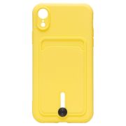 Чехол iPh XR силикон матовый с картхолдером и защитой камеры жёлтый