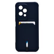 Чехол Honor 200 Lite силикон матовый с картхолдером и защитой камеры синий