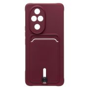 Чехол Honor 200 Pro силикон матовый с картхолдером и защитой камеры бордо