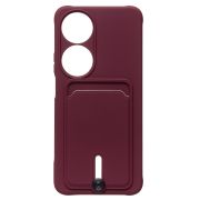 Чехол Honor X7b силикон матовый с картхолдером и защитой камеры бордо 227648