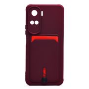 Чехол Honor 90 Lite силикон матовый с картхолдером и защитой камеры бордо